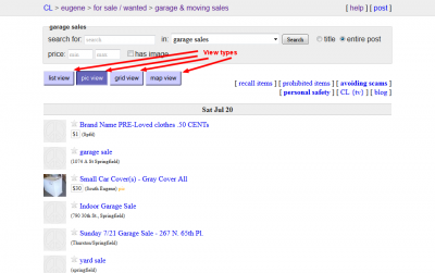 Listing view methods